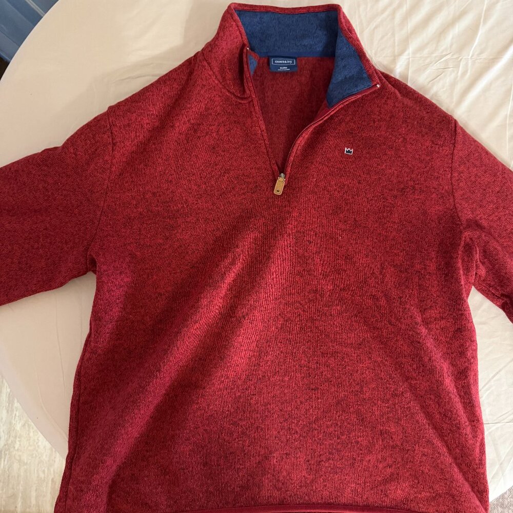 Burgundy Blue Crown Fleece Quarter Zip